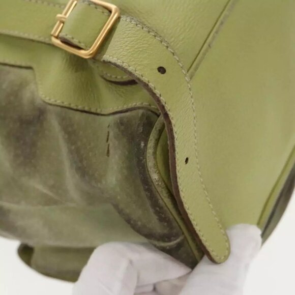 GUCCI Bamboo Backpack Suede Green Gold main image 13
